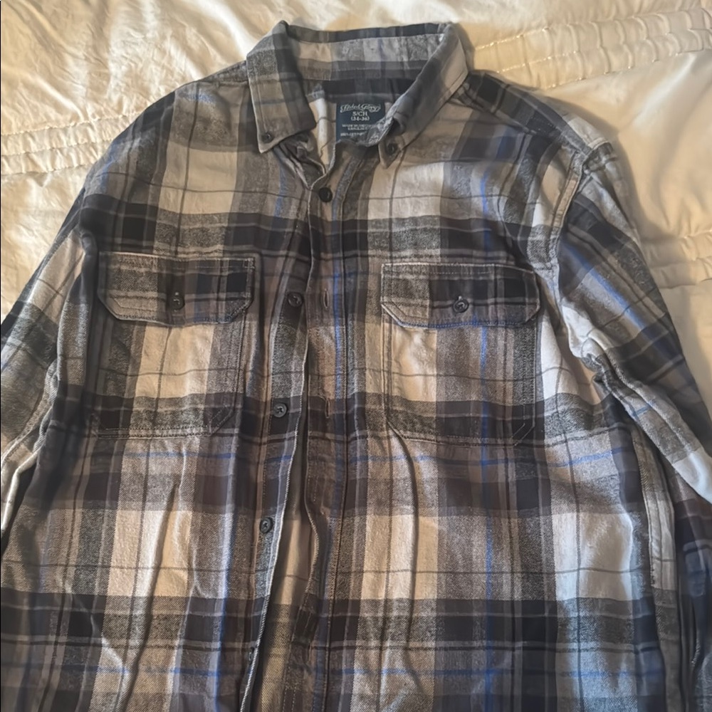 Faded Glory Casual Blue and Gray Button Down Shirt